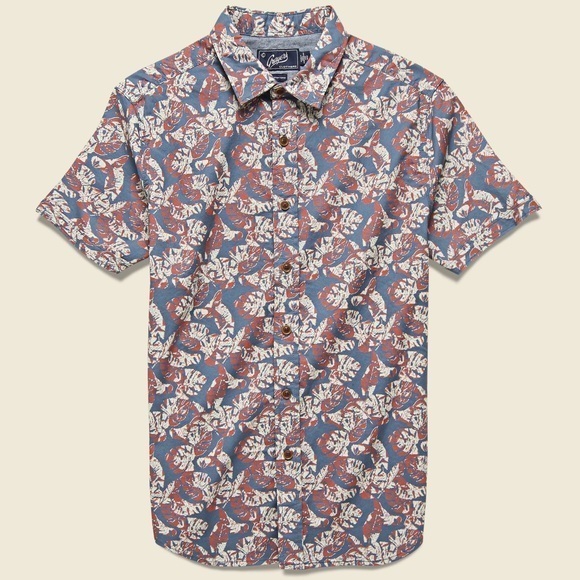 EUC Grayers Floral Printed Gauze Shirt Faded Navy/Red/Cream Size L - Picture 1 of 4